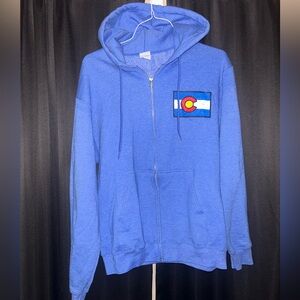 Blue Hoodie with Colorado Flag Patch